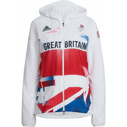 adidas Great Britain Podium Womens Running Jacket - White - Start Fitness