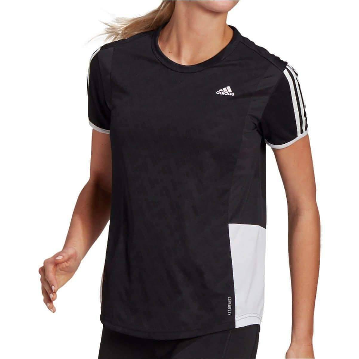 adidas Own The Run 3 Stripes Iteration Short Sleeve Womens Running Top - Black - Start Fitness
