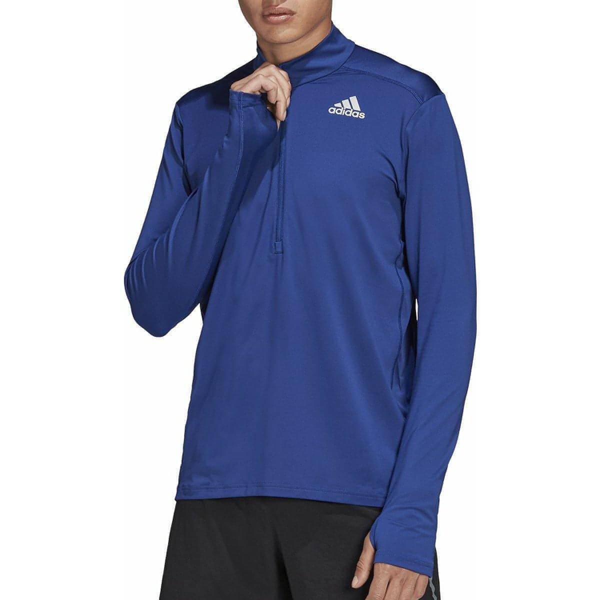 adidas Own The Run Half Zip Long Sleeve Mens Running Top - Blue - Start Fitness
