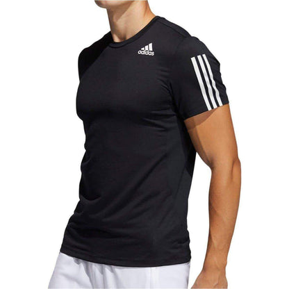 adidas Primeblue AeroReady 3 Stripes Slim Short Sleeve Mens Training Top - Black - Start Fitness