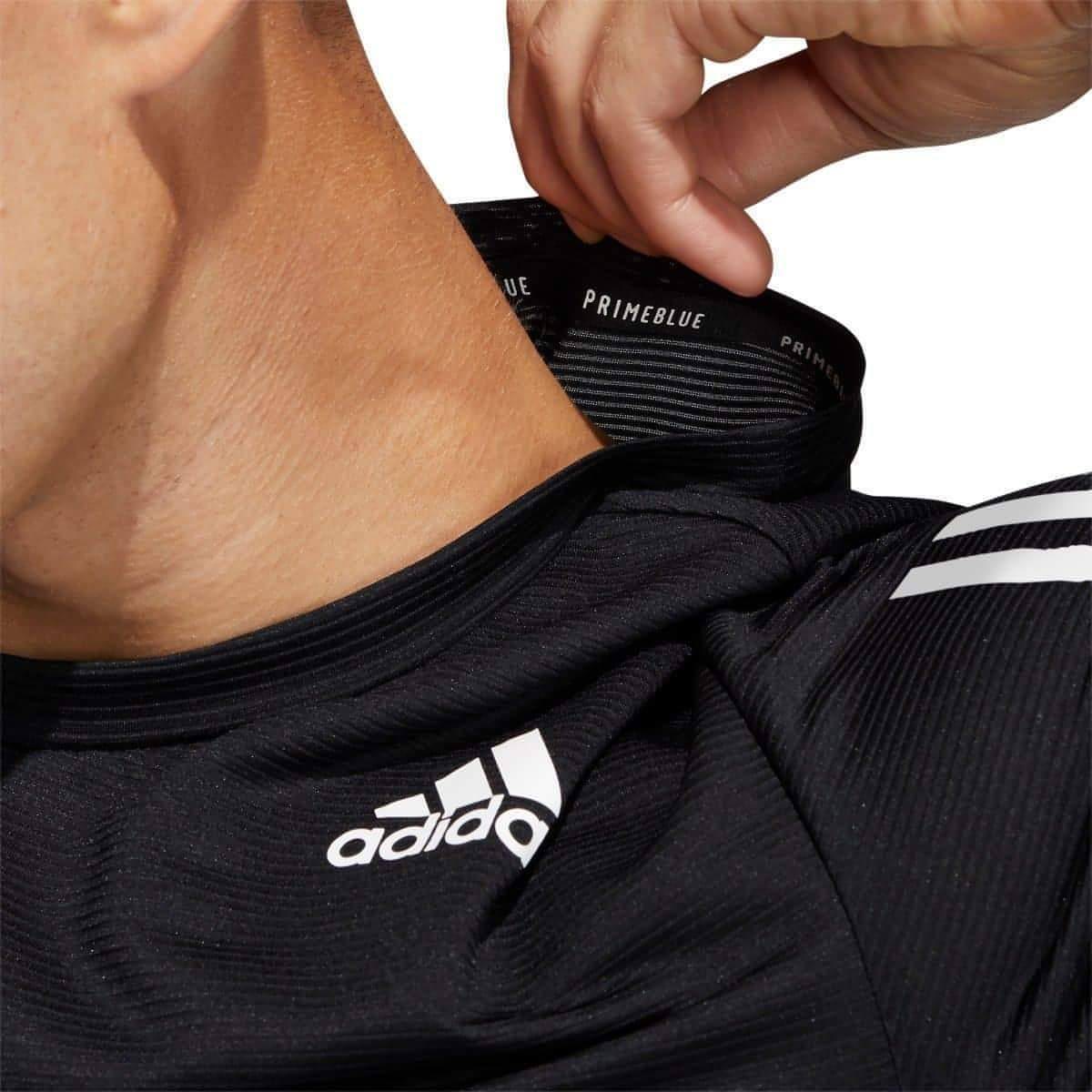 adidas Primeblue AeroReady 3 Stripes Slim Short Sleeve Mens Training Top - Black - Start Fitness
