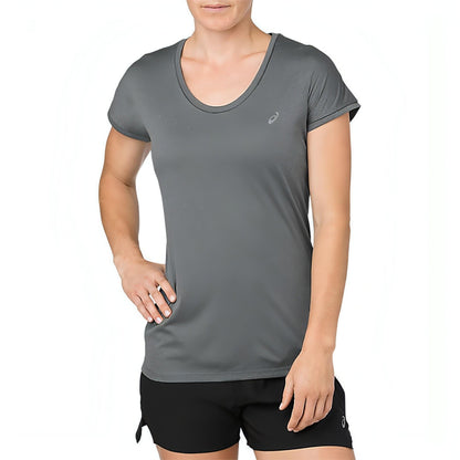Asics Capsleeve Short Sleeve Womens Running Top - Grey - Start Fitness