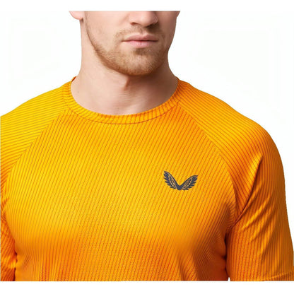 Castore Layou Short Sleeve Mens Running Top - Orange - Start Fitness