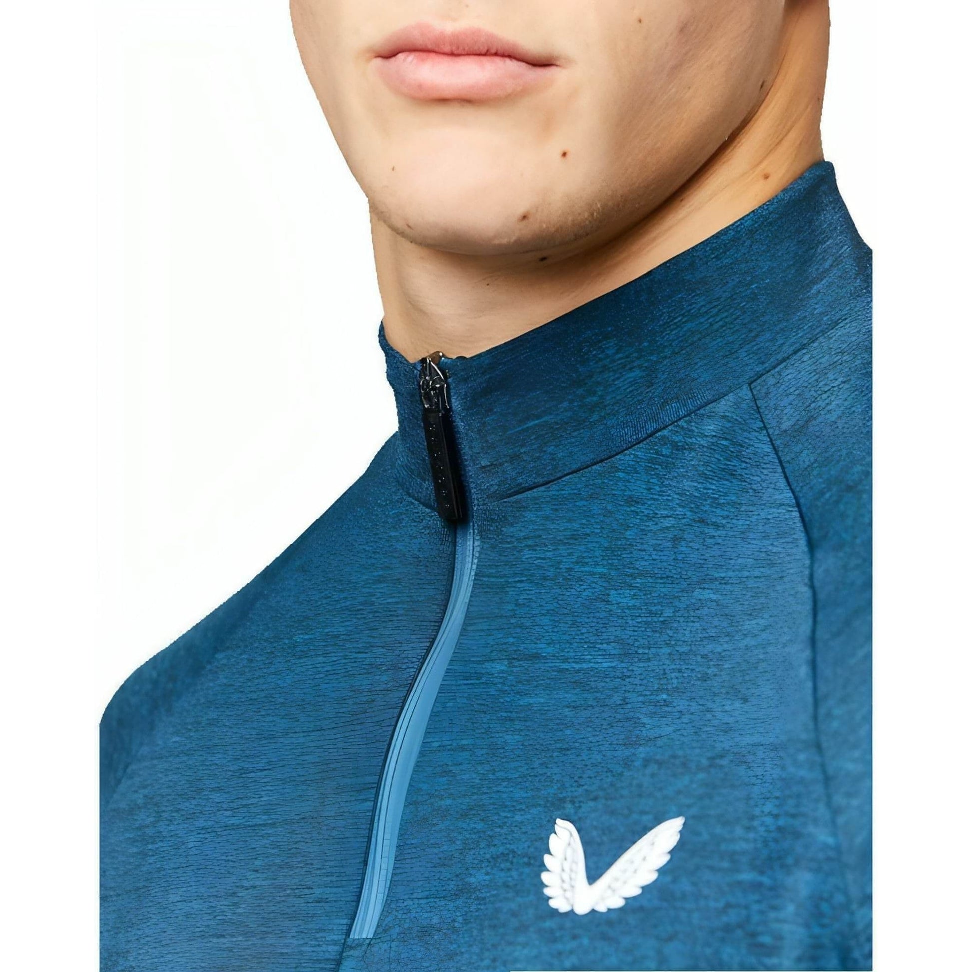 Castore Pro Tek Marl Half Zip Long Sleeve Mens Running Top - Blue - Start Fitness