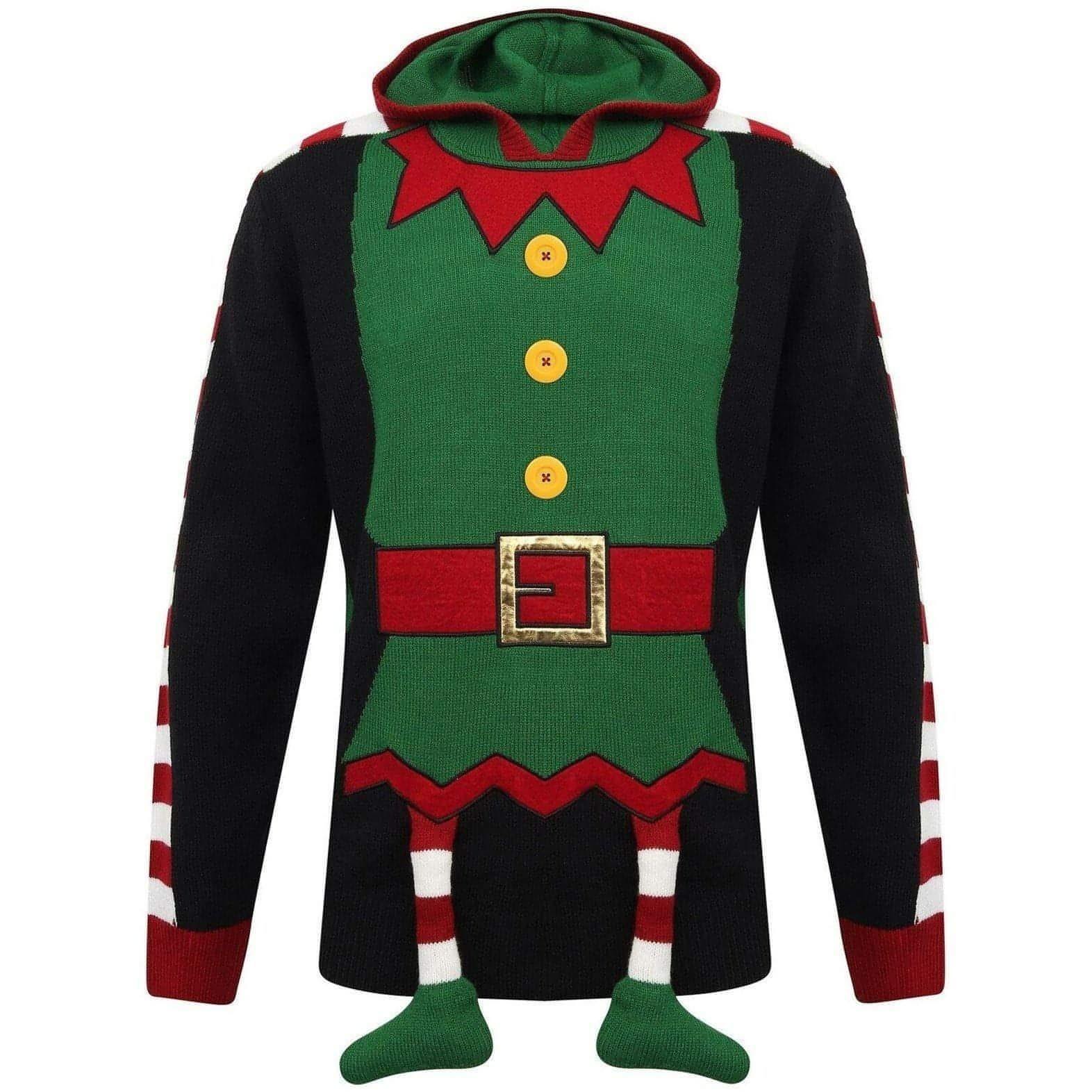 Christmas Festive Elf Body Mens Hooded Jumper - Start Fitness