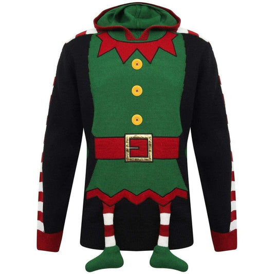 Christmas Festive Elf Body Mens Hooded Jumper - Start Fitness