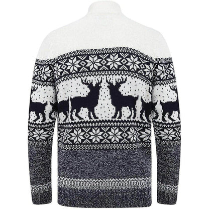 Christmas Gullfoss Nordic Half Zip Mens Christmas Jumper - Cream - Start Fitness