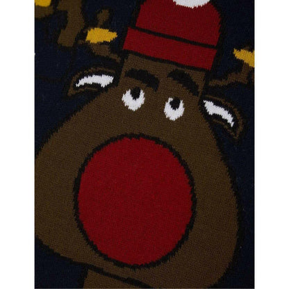 Christmas Jumbled Rudolph Motif Mens Christmas Jumper - Ink - Start Fitness
