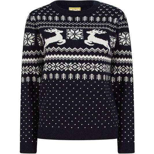 Christmas Lapland Nordic Fairisle Womens Christmas Jumper - Navy - Start Fitness
