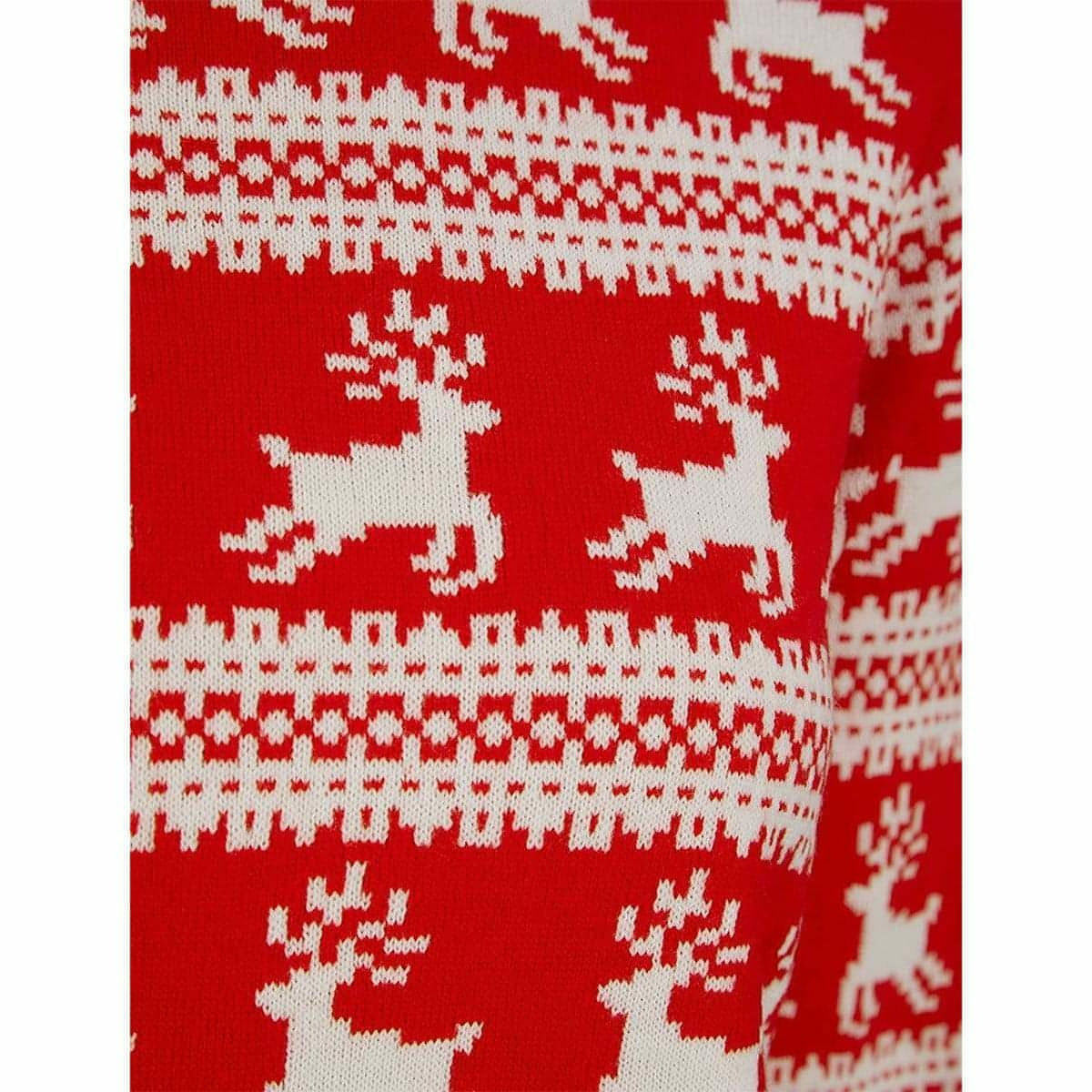 Christmas Leaping Reindeer Print Womens Christmas Jumper - Red - Start Fitness