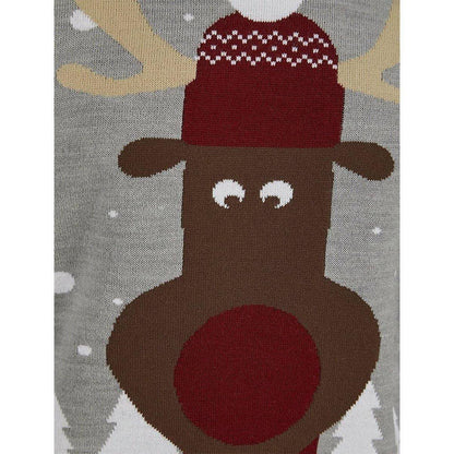 Christmas Snow Scene Rudolph Mens Christmas Jumper - Grey - Start Fitness