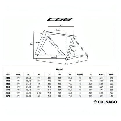 Colnago C68 Disc Carbon Road Frameset 2023 - Black & Red