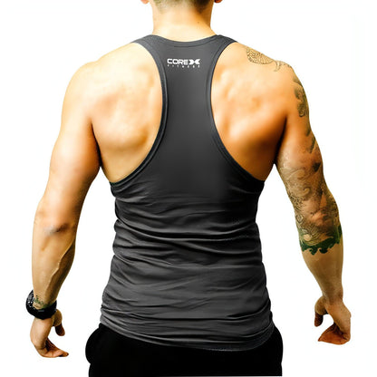 Corex Fitness Lifted Stringer Mens Training Vest - Grey - Start Fitness