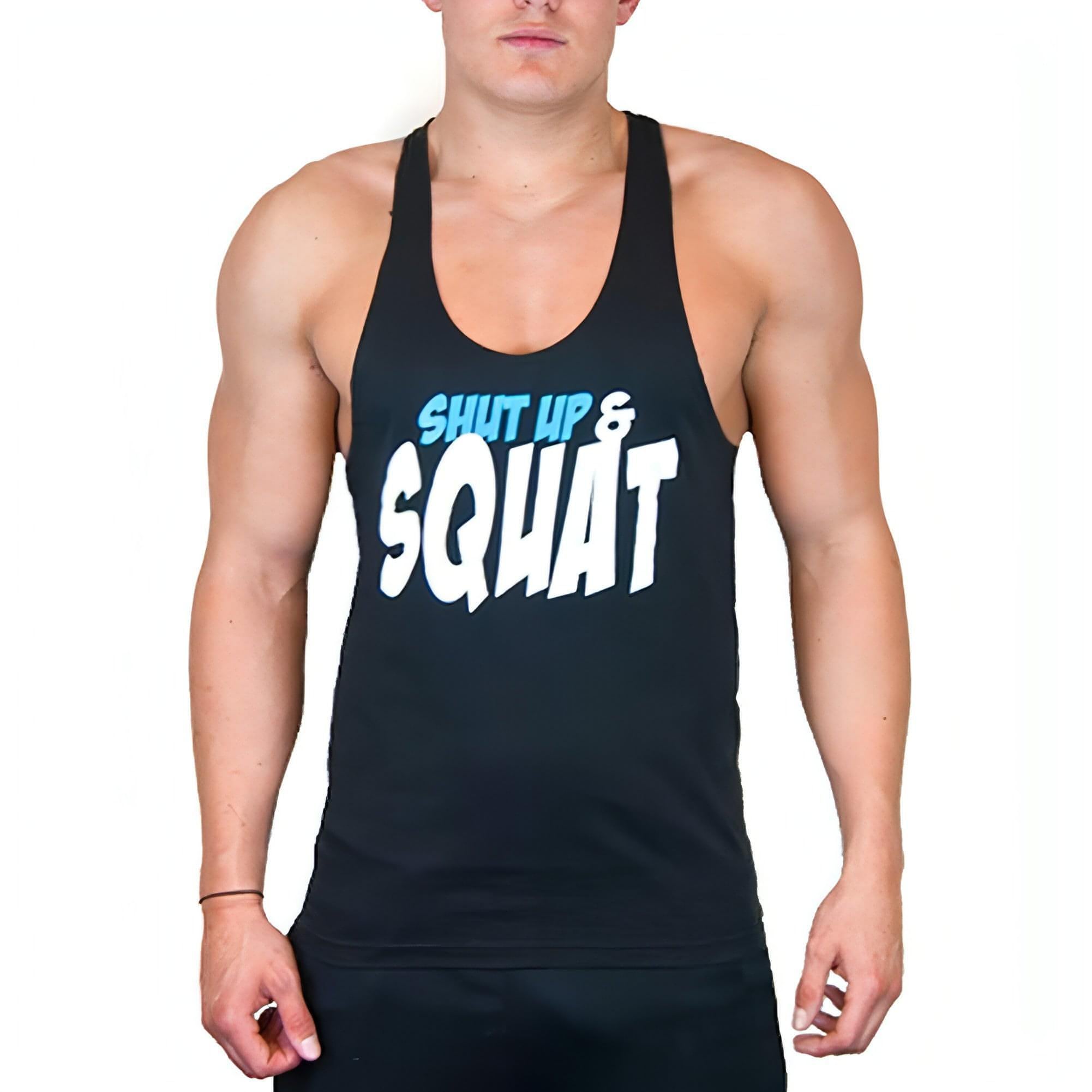 CoreX Fitness Shut Up And Squat Stringer Mens Training Vest Black Start Fitness