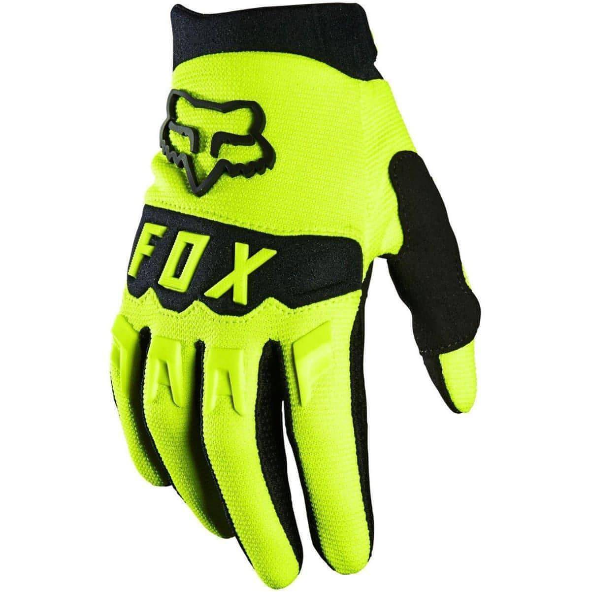 Fox Dirtpaw Full Finger Junior Cycling Gloves - Yellow - Start Fitness