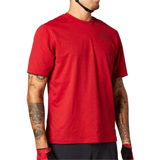 Fox Ranger PowerDry Short Sleeve Mens Cycling Jersey - Red - Start Fitness
