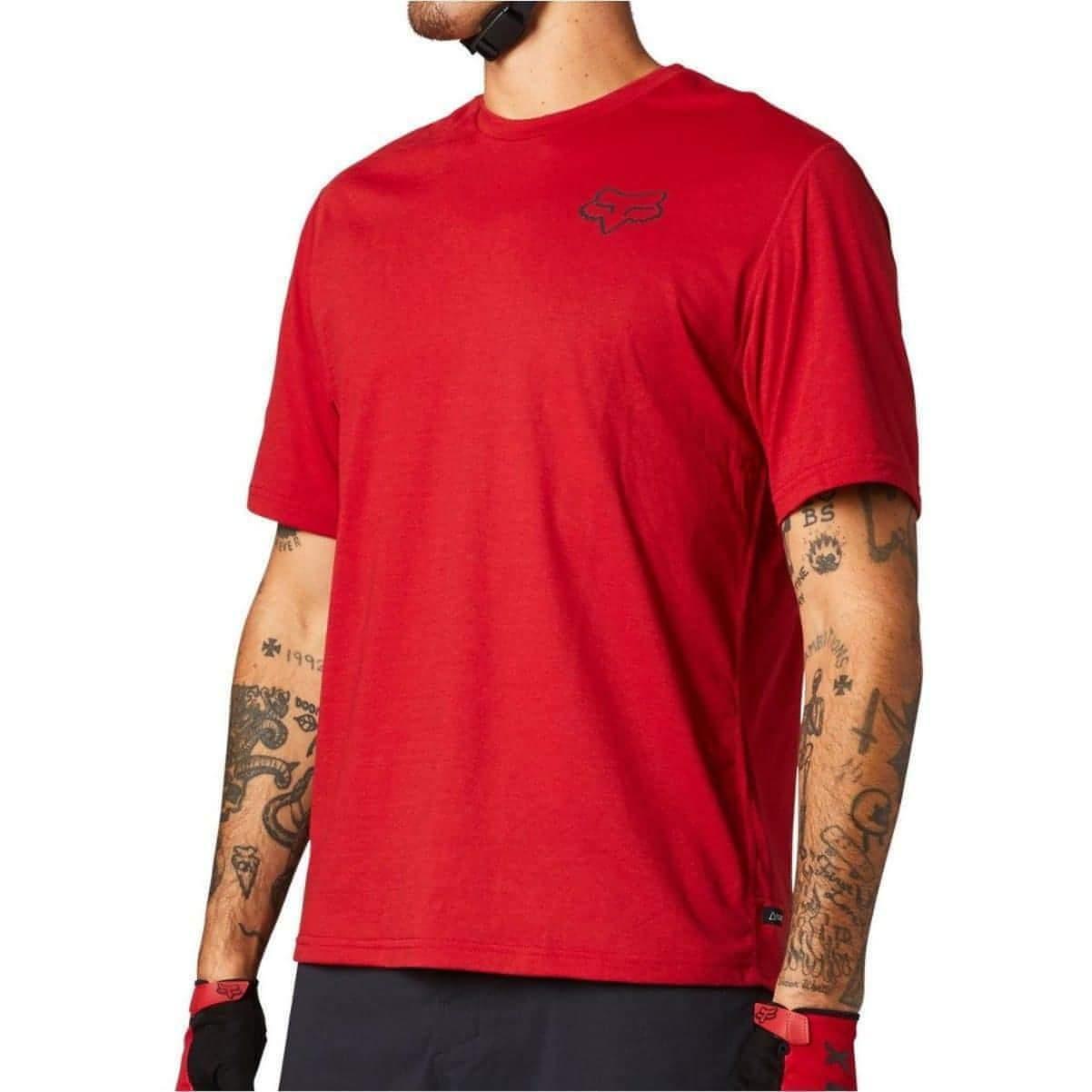 Fox Ranger PowerDry Short Sleeve Mens Cycling Jersey - Red - Start Fitness