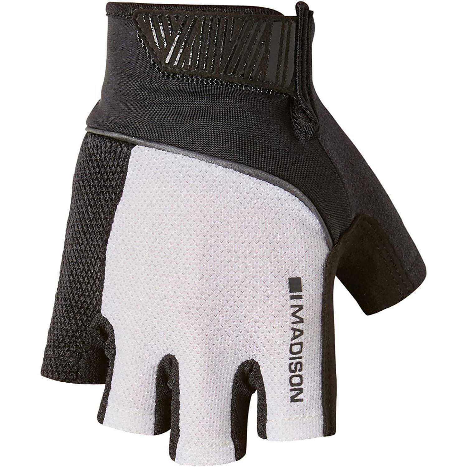 Madison Sportive Mens Fingerless Cycling Gloves - White - Start Fitness