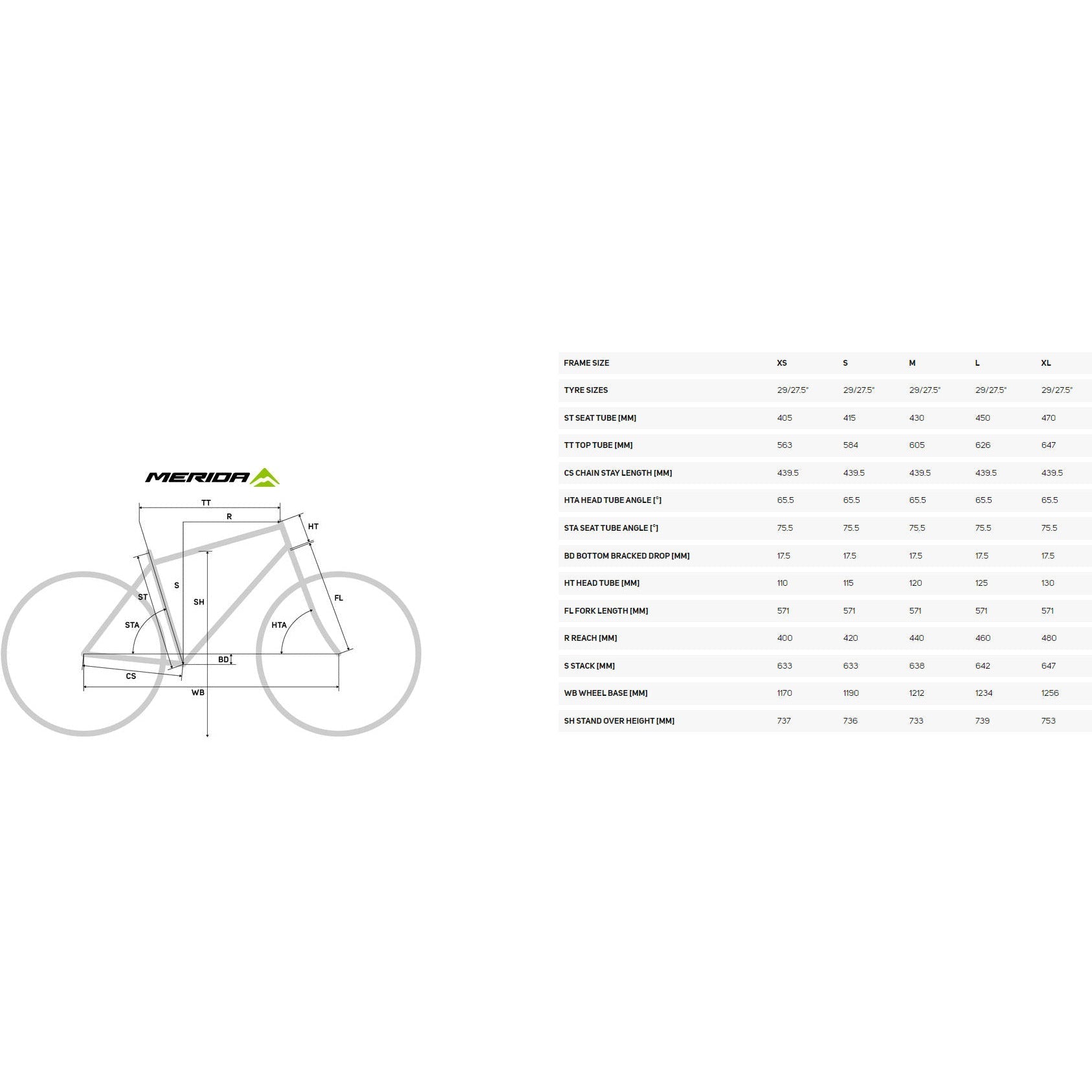 Merida road outlet bike size guide