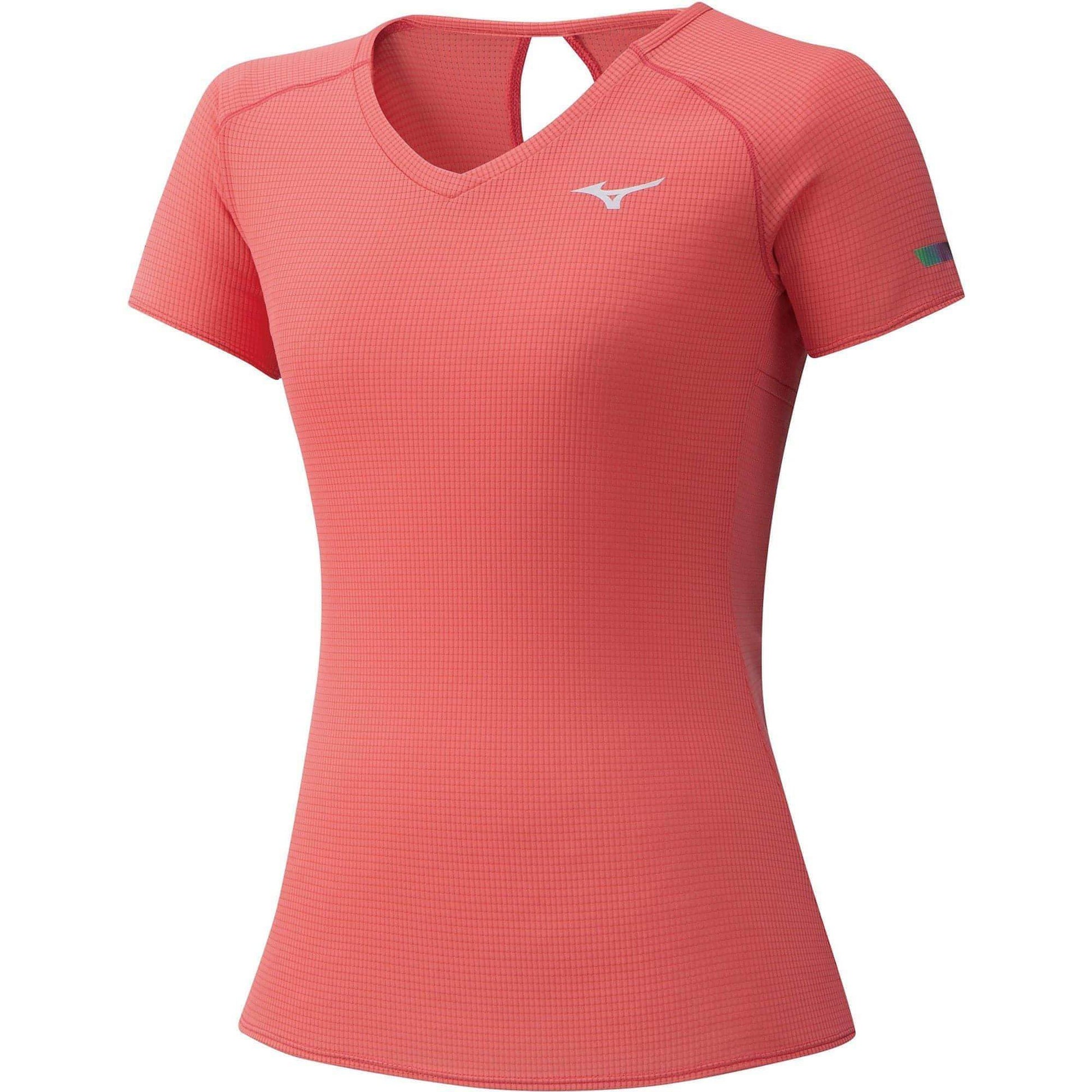 Mizuno DryAeroFlow Short Sleeve Womens Running Top - Orange - Start Fitness