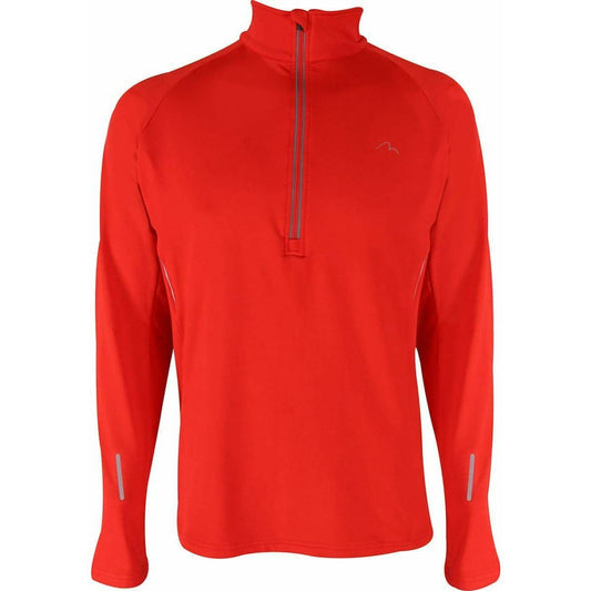 More Mile Alaska Half Zip Long Sleeve Mens Running Top - Red - Start Fitness