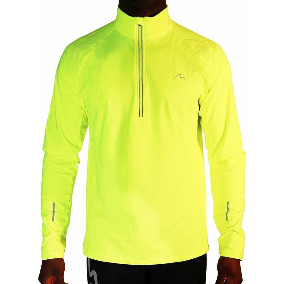 More Mile Alaska Half Zip Long Sleeve Mens Running Top - Yellow - Start Fitness