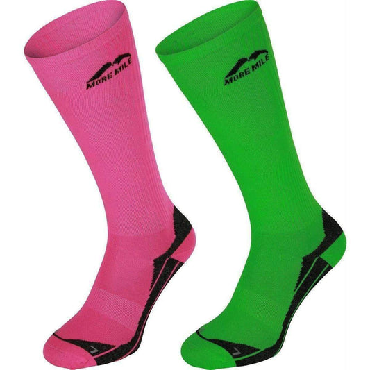 More Mile California (2 Pack) Compression Socks - Green-Pink - Start Fitness