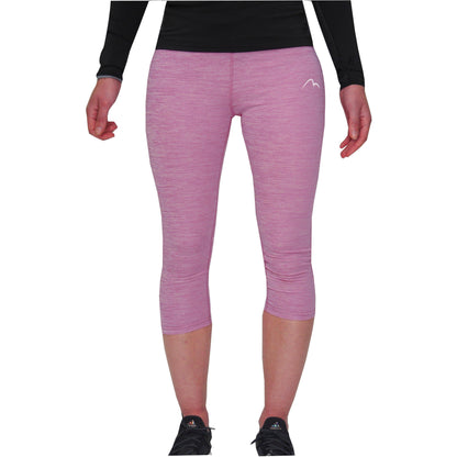 More Mile Heather 3/4 Capri Womens Running Tights - Pink - Start Fitness