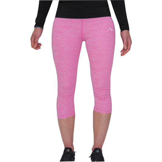 More Mile Heather Girls 3/4 Capri Training Tights - Pink - Start Fitness