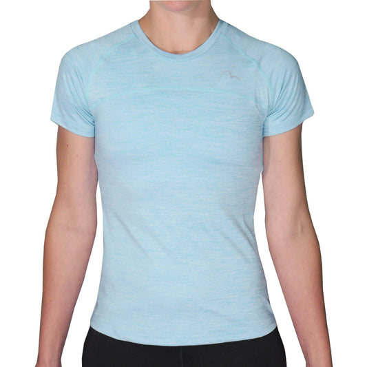 More Mile Heather Short Sleeve Girls Running Top - Blue - Start Fitness