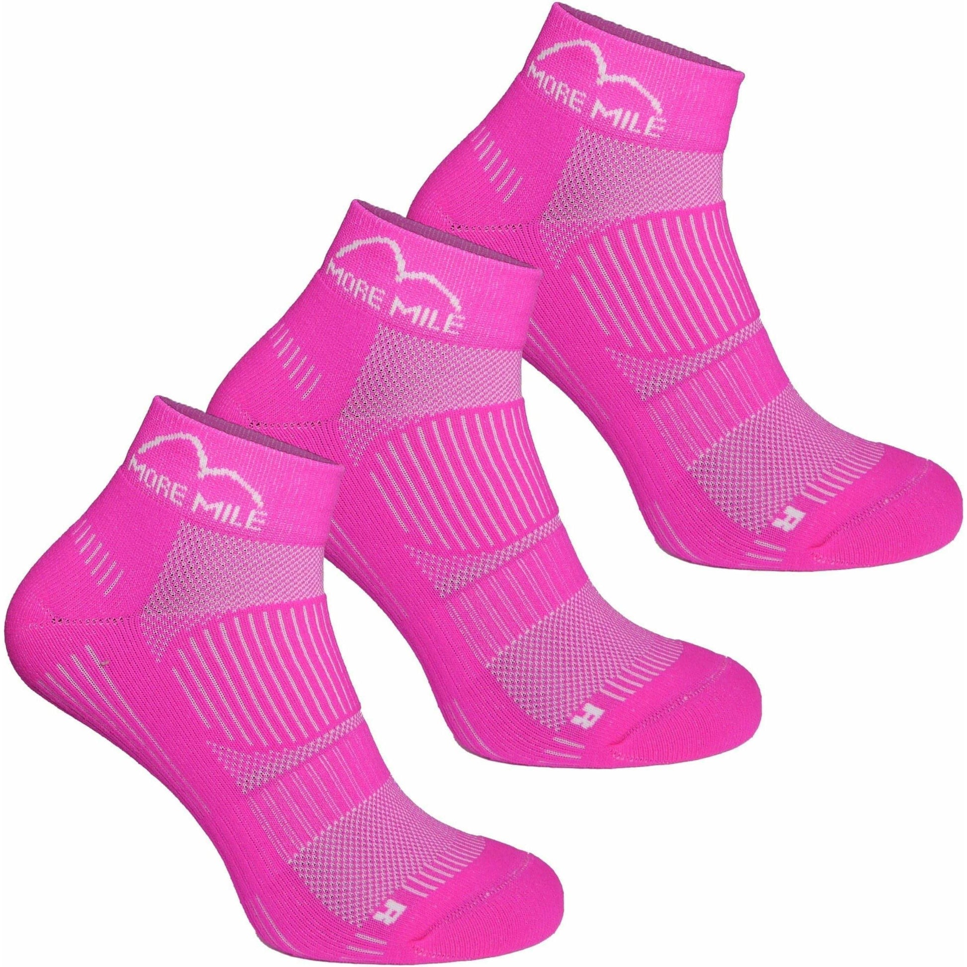 More Mile London 2.0 (3 Pack) Running Socks - Pink - Start Fitness