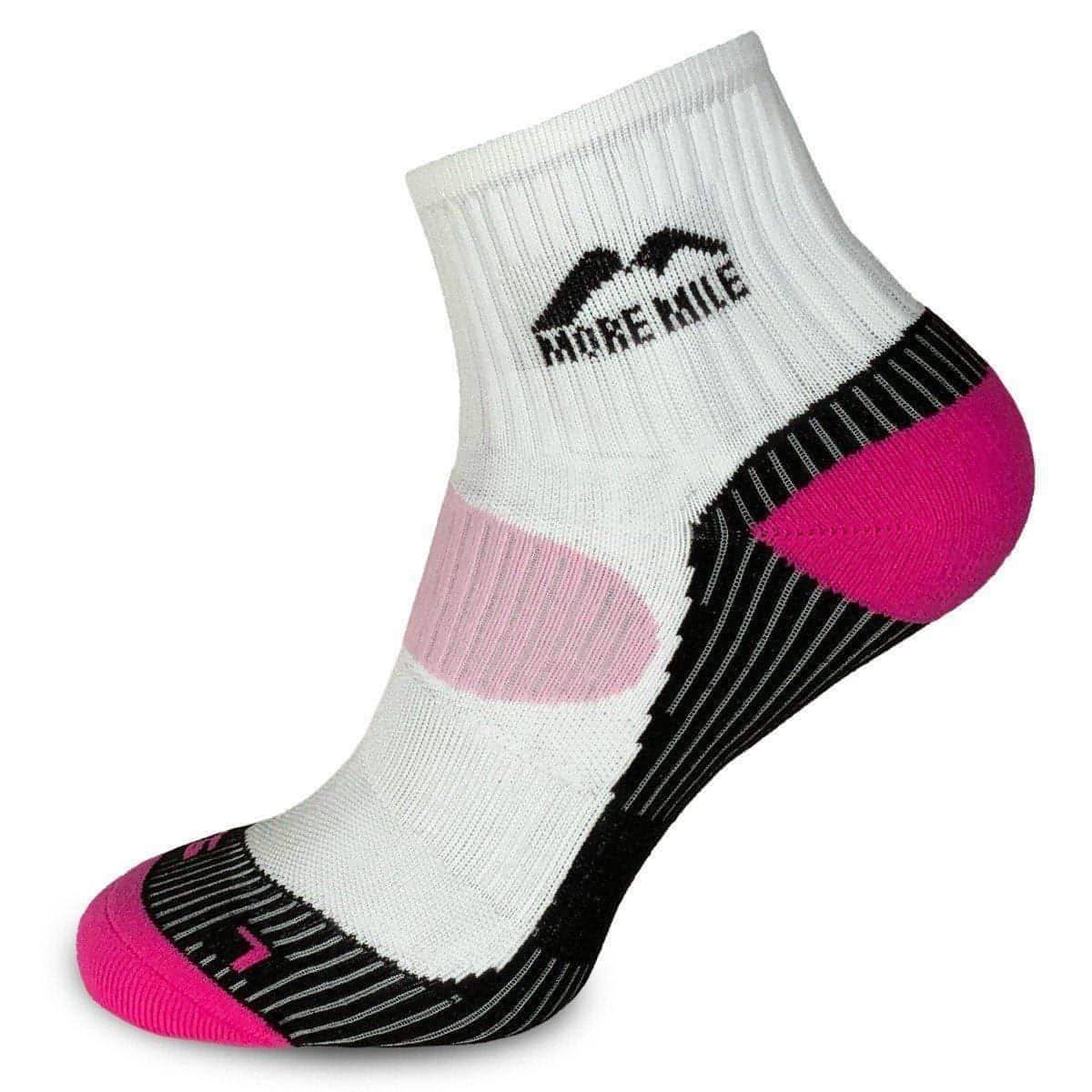 More Mile London Womens Running Socks (Pink) - White - Start Fitness