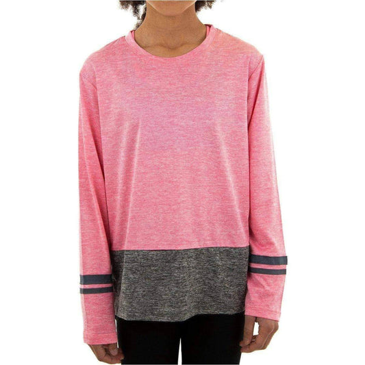 More Mile Marl Girls Long Sleeve Running Top - Pink - Start Fitness