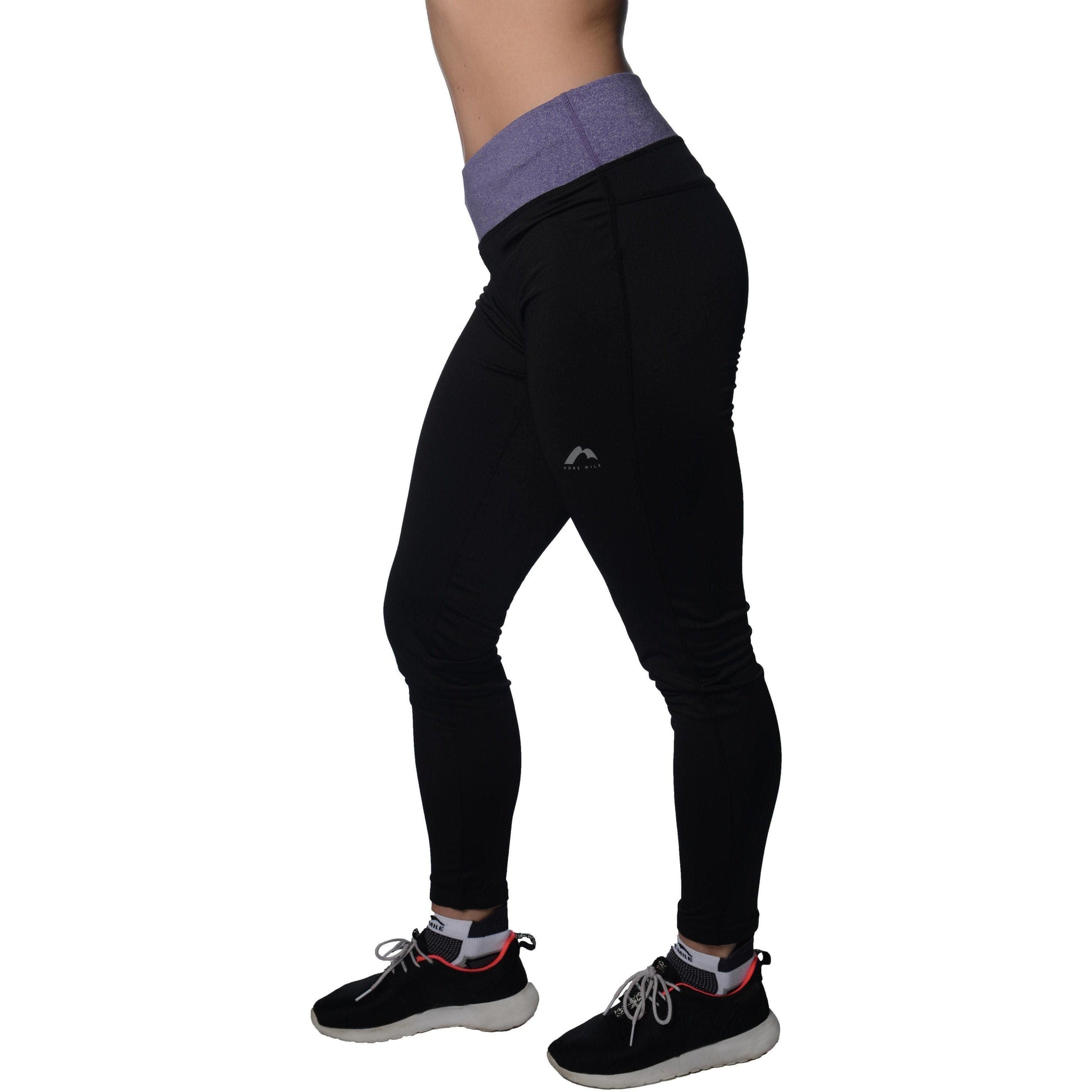 More Mile Marl Womens Long Training Tights - Black - Start Fitness