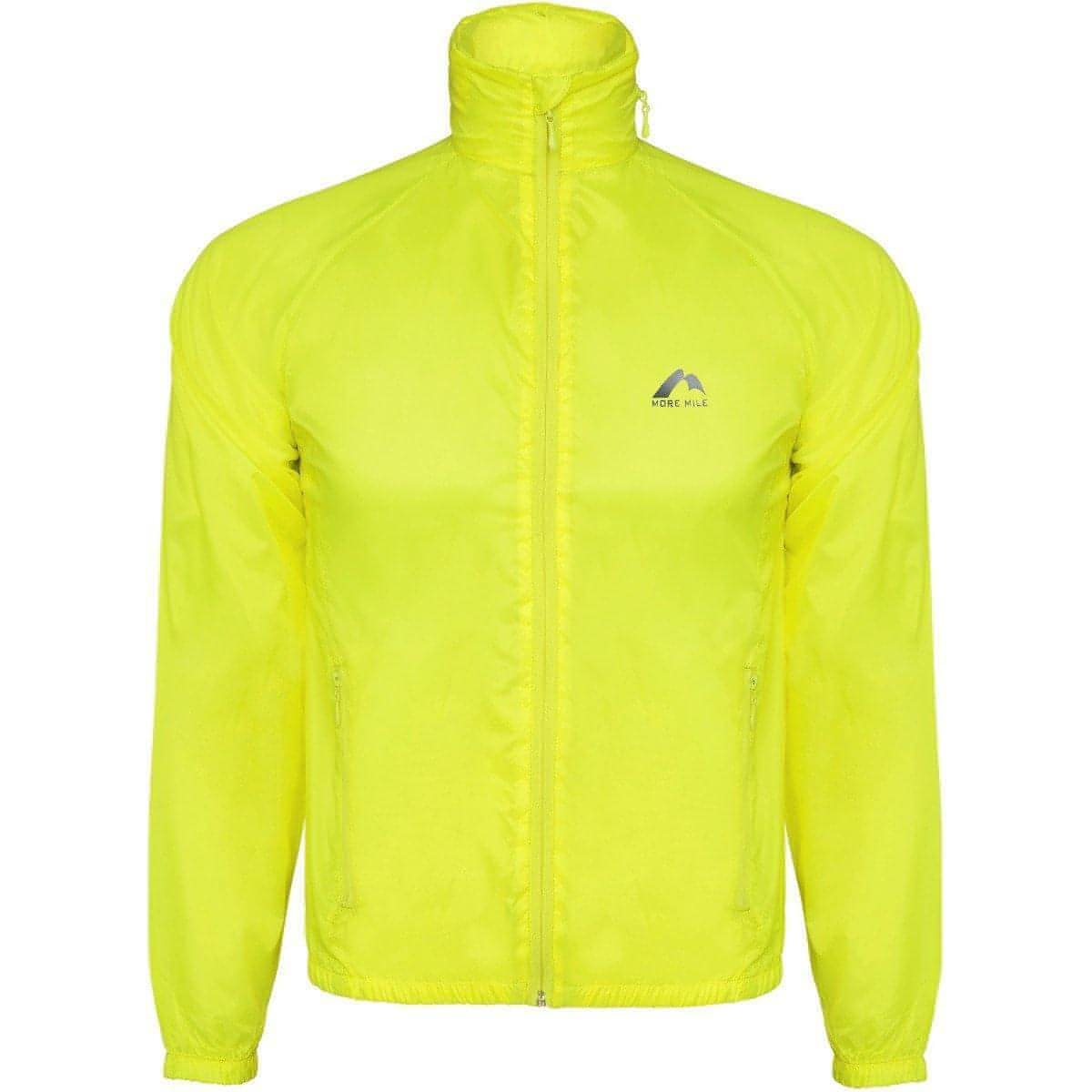 More Mile Neon Hooded Windbreaker Mens Running Jacket - Yellow - Start Fitness