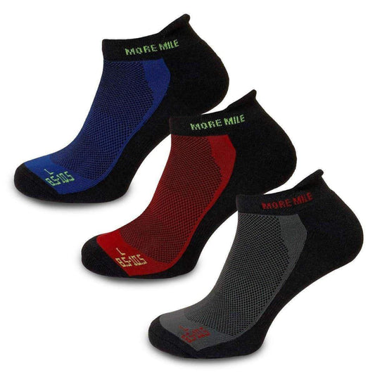 More Mile Pace Comfort (3 Pack) Mens Coolmax Running Socks - Multi - Start Fitness
