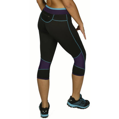 More Mile Prime 3/4 Capri Womens Running Tights - Black - Start Fitness