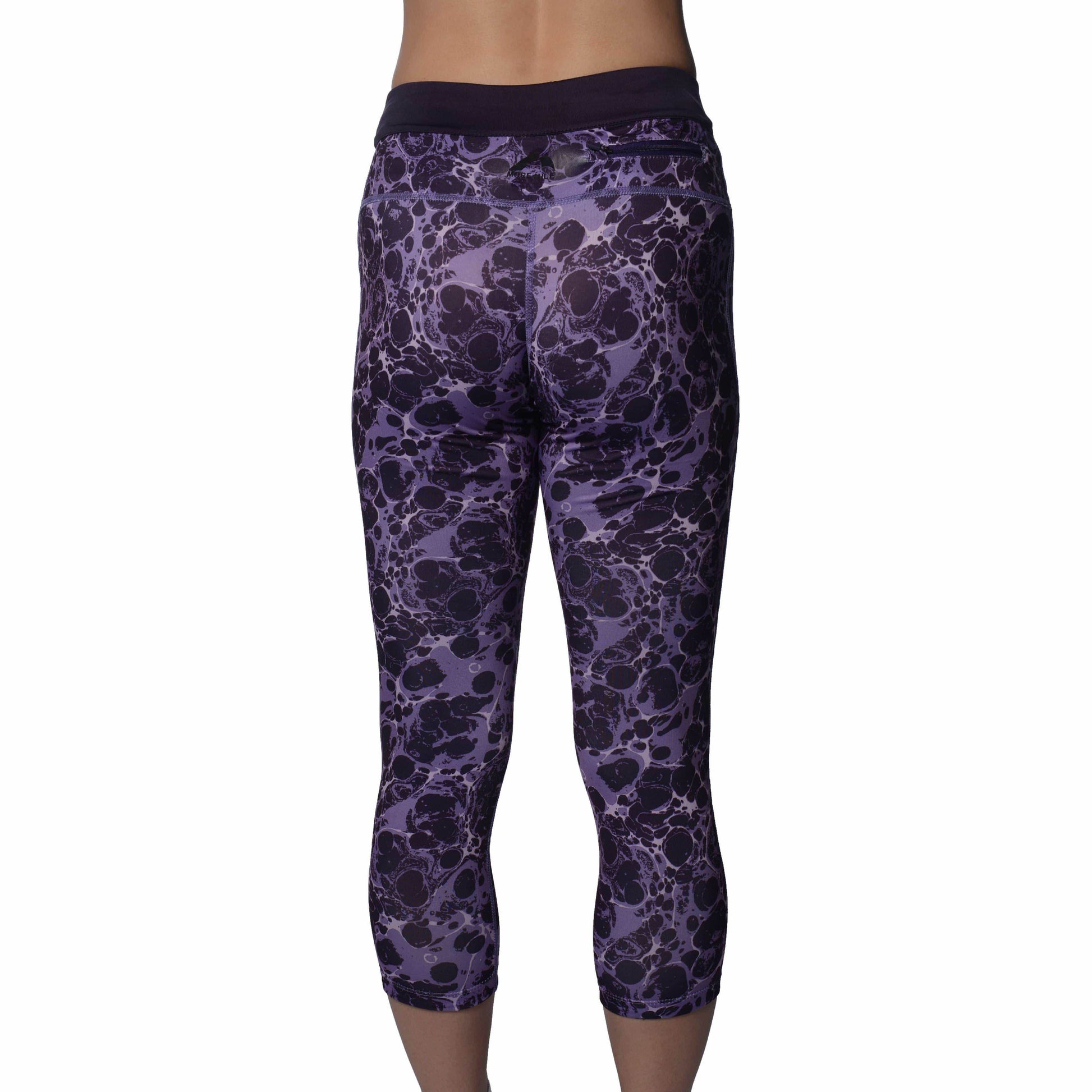 More Mile Printed 3/4 Capri Womens Training Tights - Purple - Start Fitness