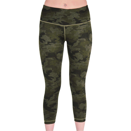 More Mile Reversible Graphic Womens 3/4 Capri Tights - Green - Start Fitness