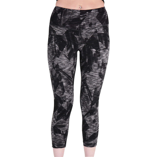 More Mile Reversible Graphic Womens 3/4 Capri Tights - Grey - Start Fitness