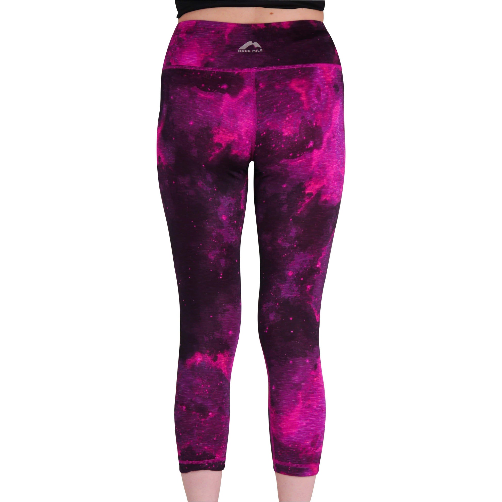 More Mile Reversible Graphic Womens 3/4 Capri Tights - Pink - Start Fitness