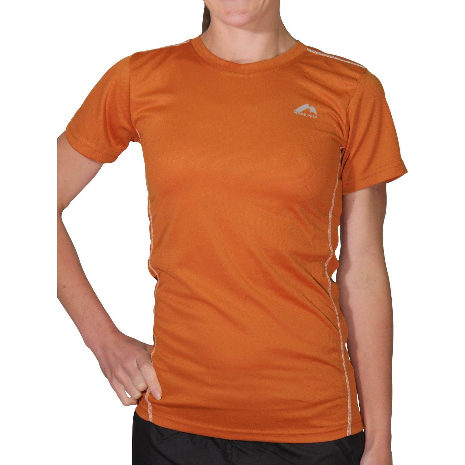 More Mile Roxx Short Sleeve Womens Running Top - Orange - Start Fitness