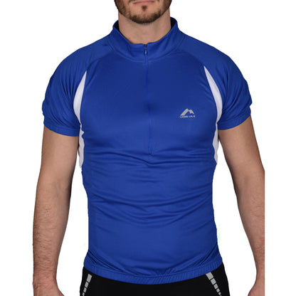 More Mile Short Sleeve Half Zip Mens Cycling Jersey - Blue - Start Fitness