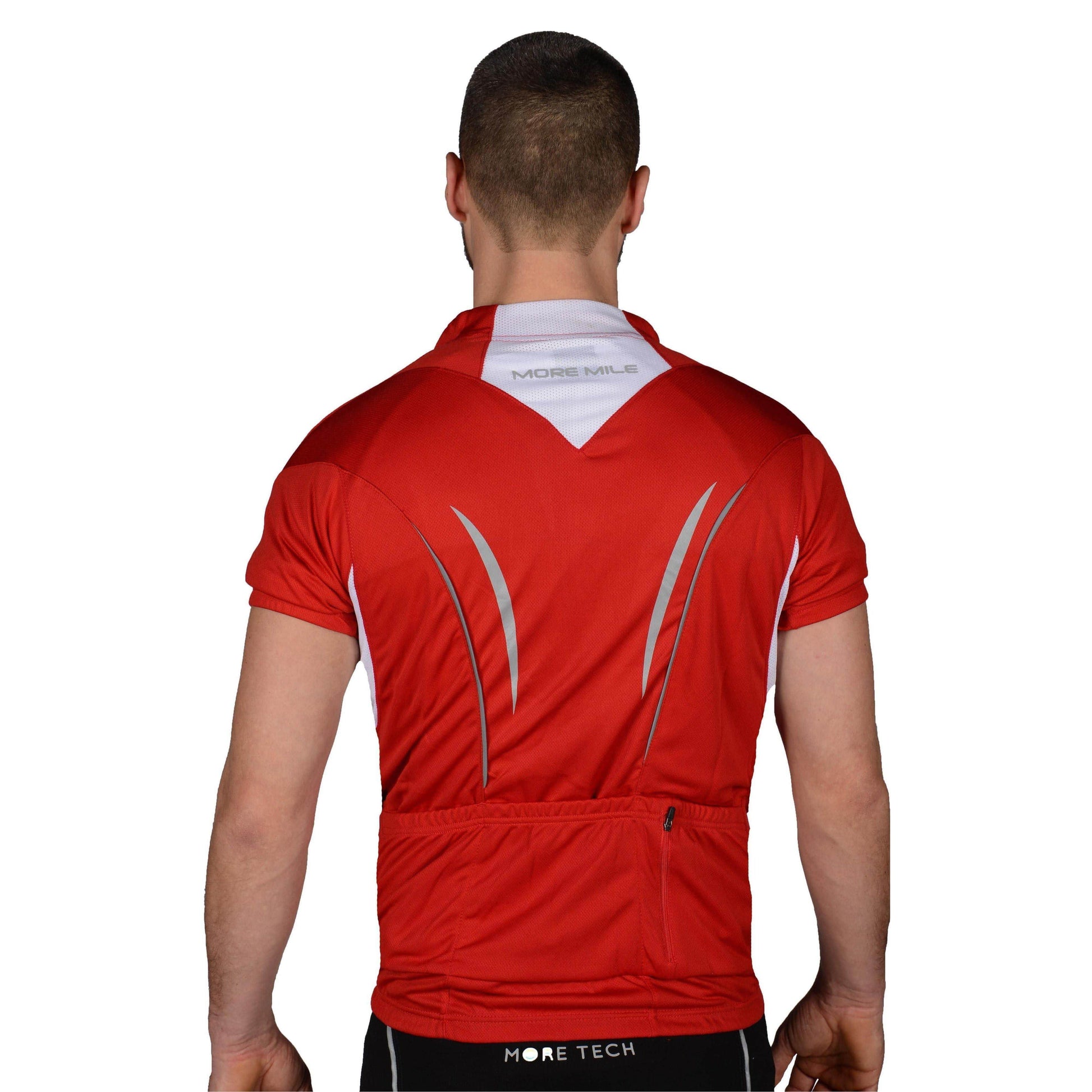 More Mile Short Sleeve Half Zip Mens Cycling Jersey - Red - Start Fitness