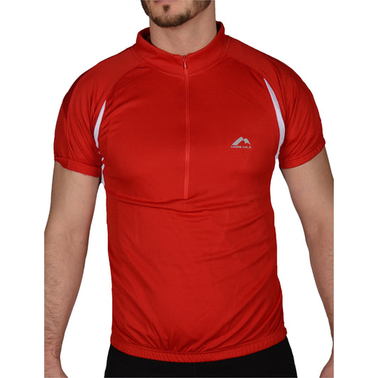 More Mile Short Sleeve Half Zip Mens Cycling Jersey - Red 5055604327911 - Start Fitness