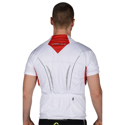 More Mile Short Sleeve Half Zip Mens Cycling Jersey - White - Start Fitness