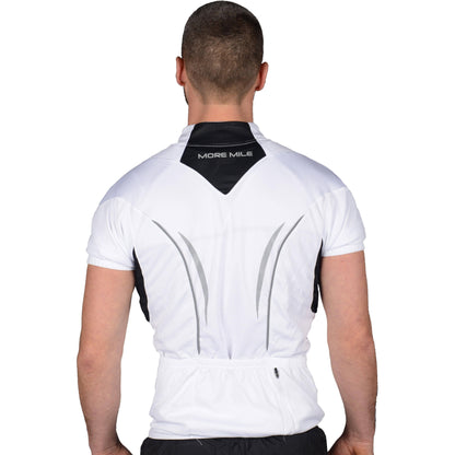 More Mile Short Sleeve Half Zip Mens Cycling Jersey - White - Start Fitness