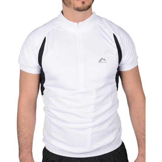 More Mile Short Sleeve Half Zip Mens Cycling Jersey - White - Start Fitness