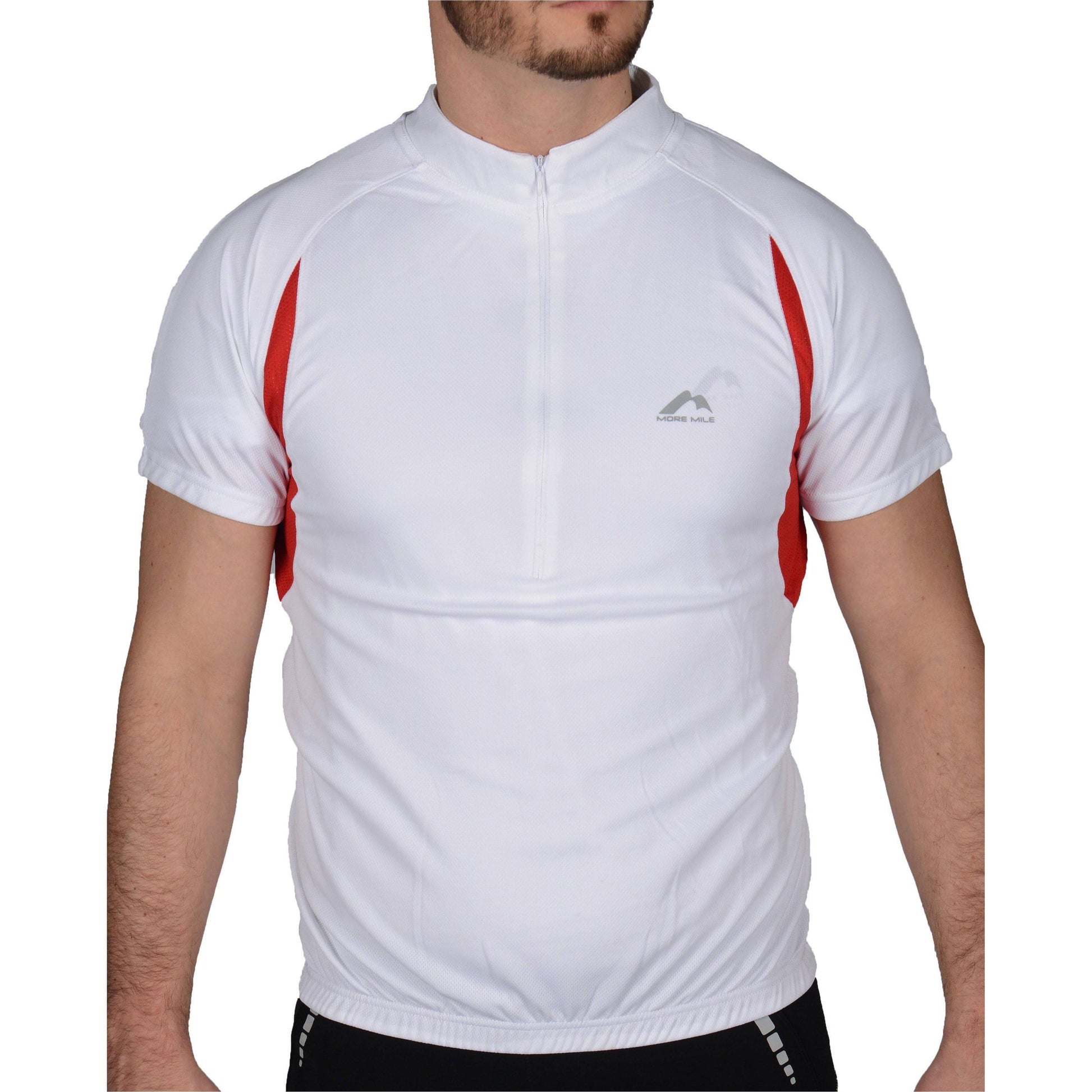 More Mile Short Sleeve Half Zip Mens Cycling Jersey - White 5055604327737 - Start Fitness