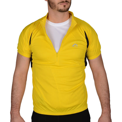 More Mile Short Sleeve Half Zip Mens Cycling Jersey - Yellow - Start Fitness